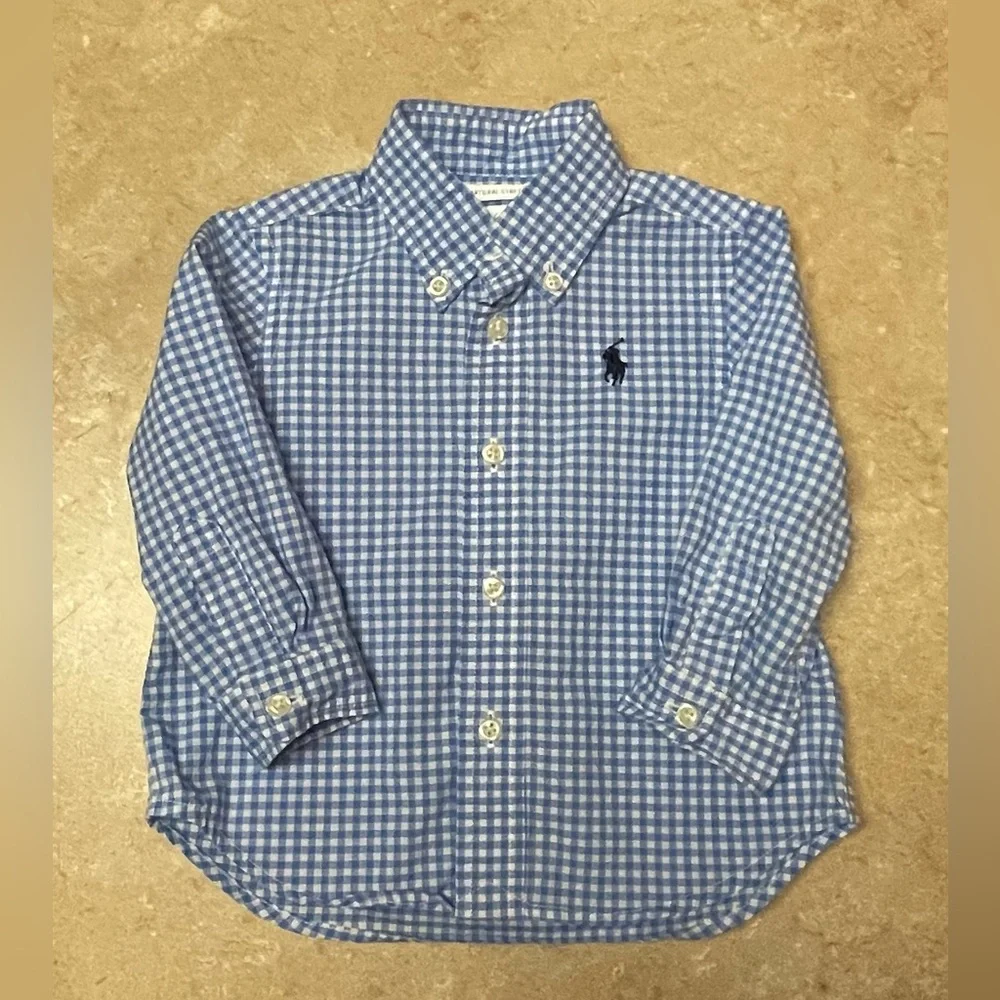 Ralph Lauren Childrenswear Baby Boys Gingham Cotton Poplin Shirt - 9 Month - Picture 3 of 5